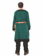 ARTHUR Cotton F. Green/Black Tunic : Medieval Viking Renaissance Long Sleeve Cotton Tunic